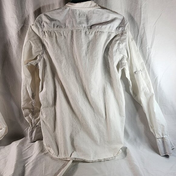 INC Cotton White Pearl Snap Button Long Sleeve Black White Print Mens Shirt Sz M - Picture 6 of 13